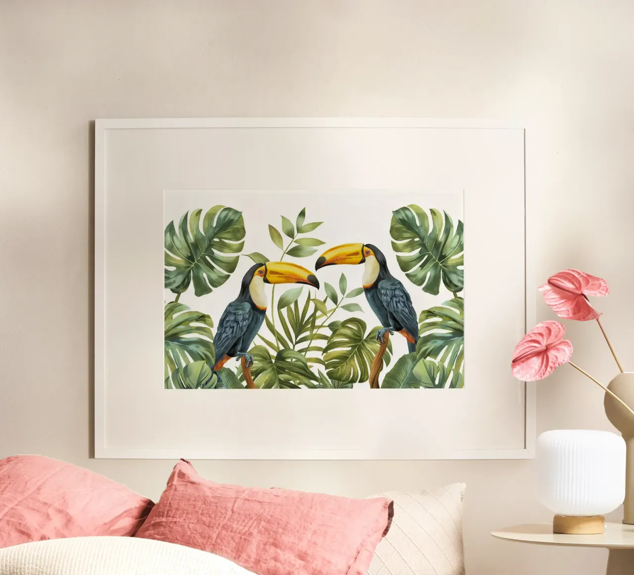 Avventure con i tucani della giungla tropicale poster con telaio in legno da Andrea Haase Modern Home