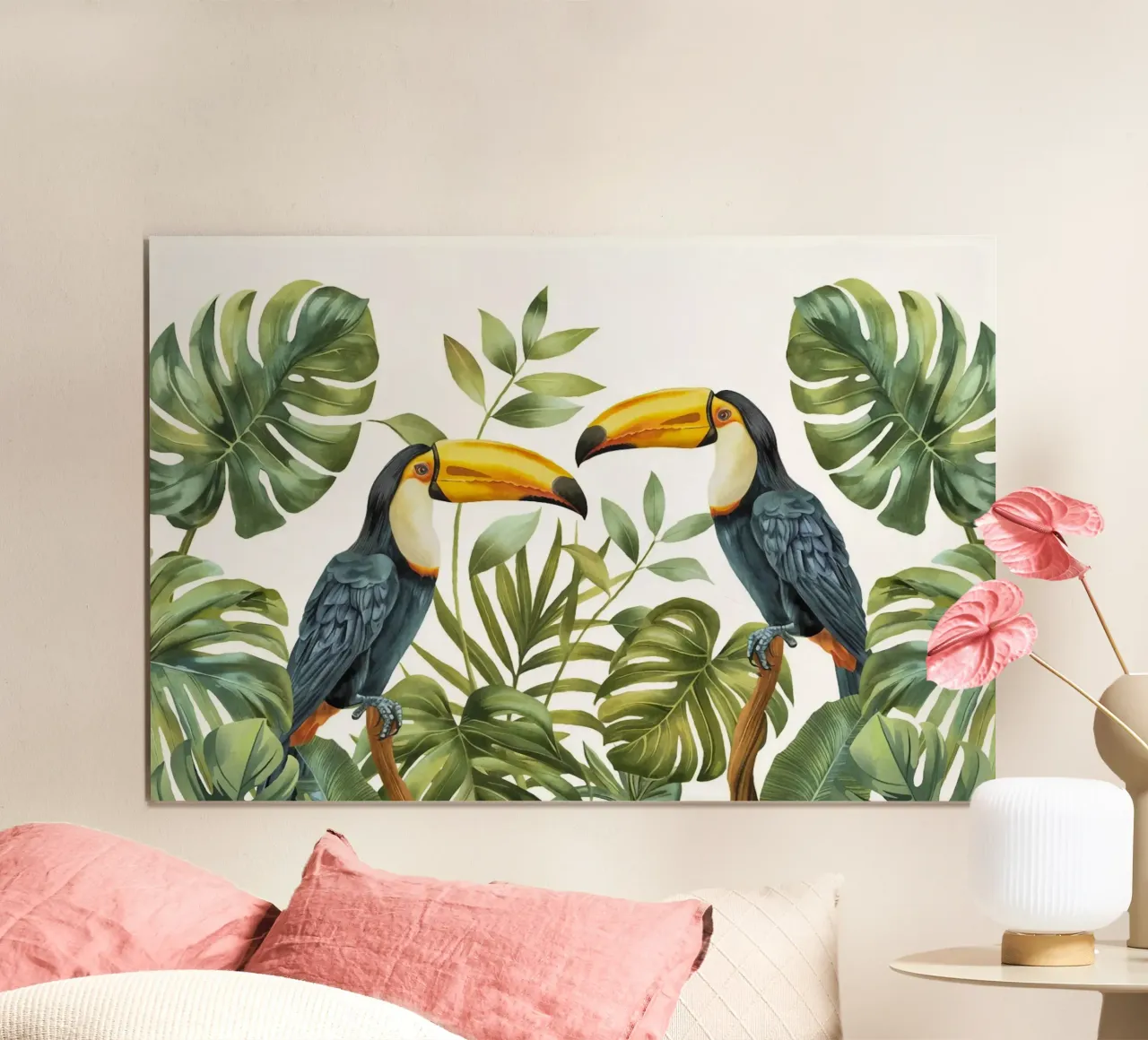 Avventure con i tucani della giungla tropicale poster con telaio in legno da Andrea Haase Modern Home