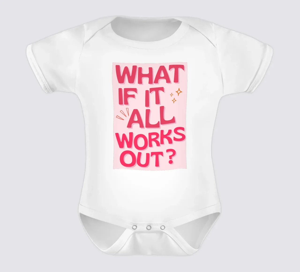 "Was, wenn alles gut geht?" Positives Zitat Rosa Kunst Kurzarm Babybody von NorwesClub