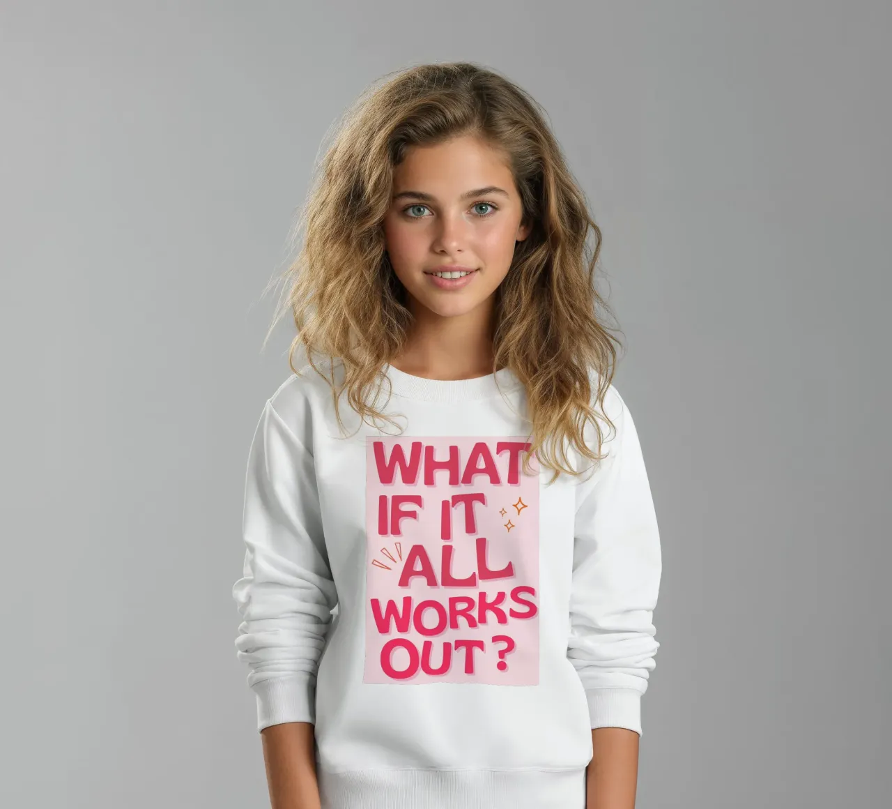 "What If It All Works Out?" Positive Quote Pink Art kids sweatshirt by NorwesClub