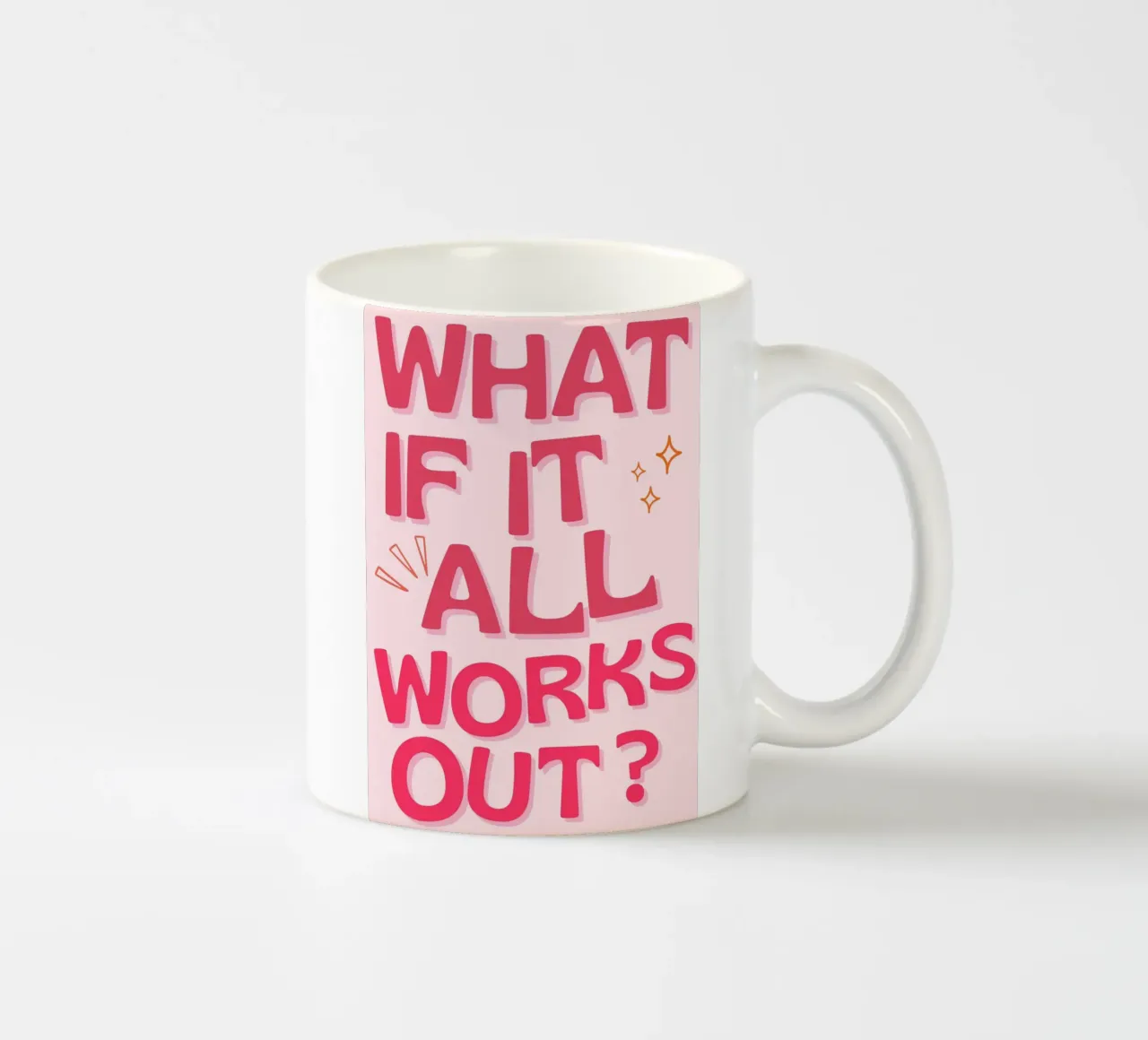 "E se tutto si risolvesse?" Citazione positiva Arte rosa tazza in ceramica da NorwesClub