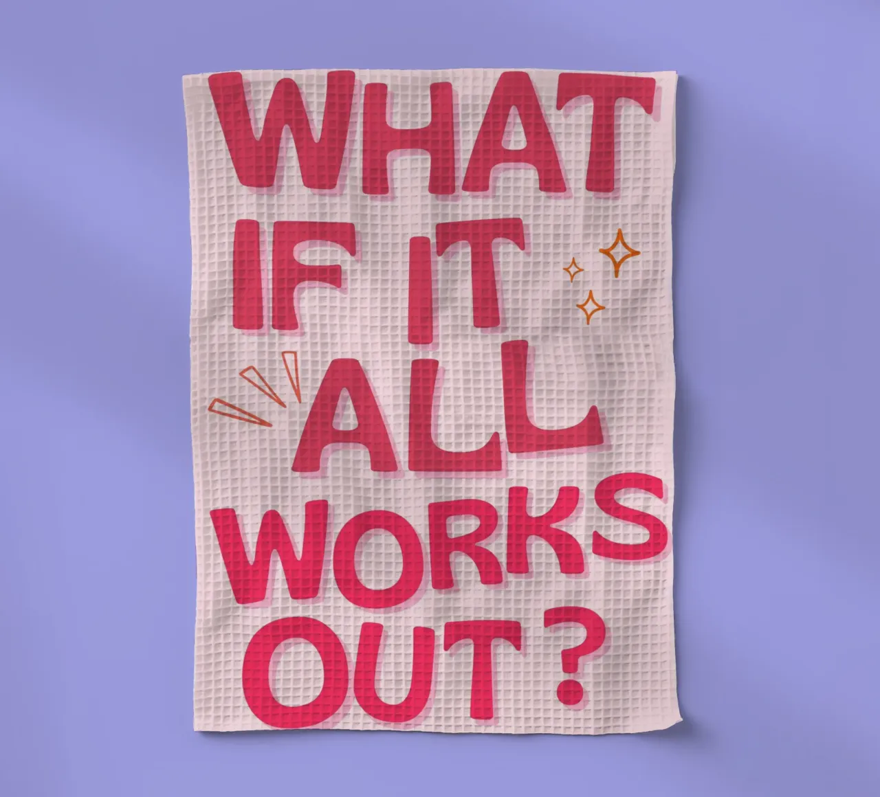 "Was, wenn alles gut geht?" Positives Zitat Rosa Kunst Geschirrtuch von NorwesClub