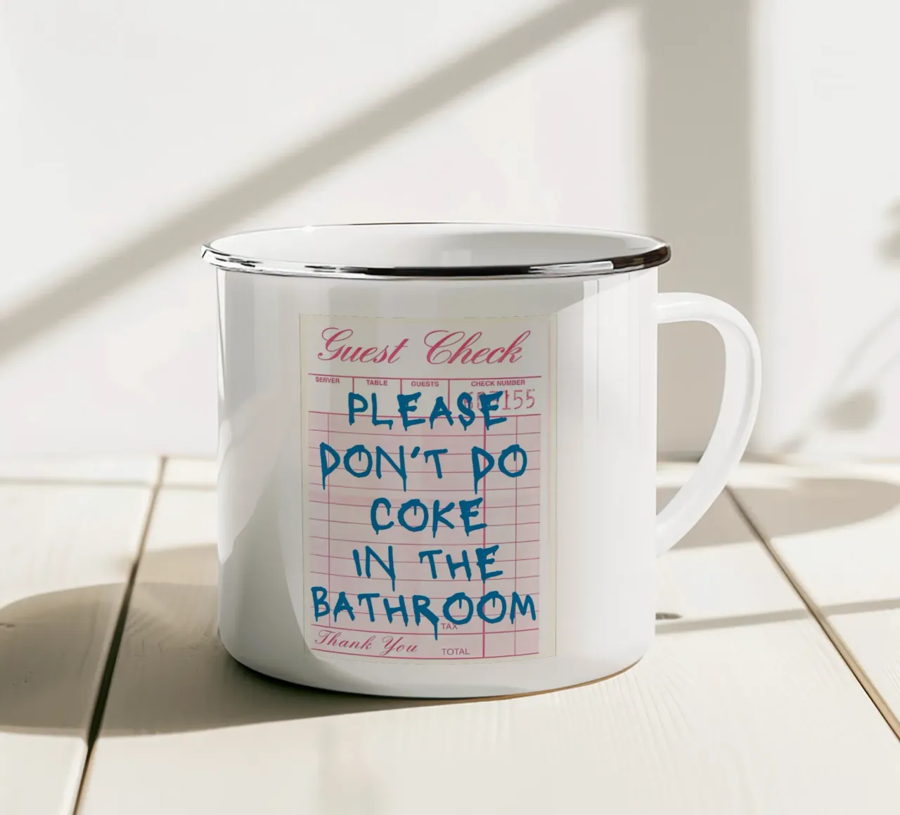 "Please Don't Do Coke" Guest Check | Humorous Bathroom Art P taza de esmalte de NorwesClub