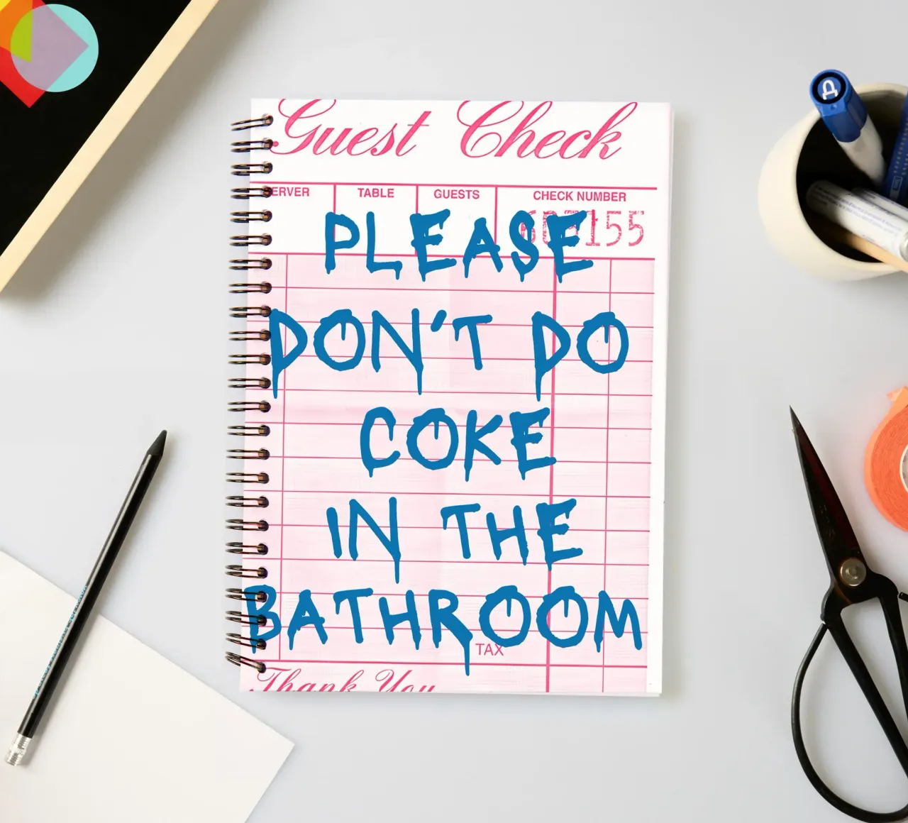 "Please Don't Do Coke" Guest Check | Humorous Bathroom Art P spiral notebook by NorwesClub