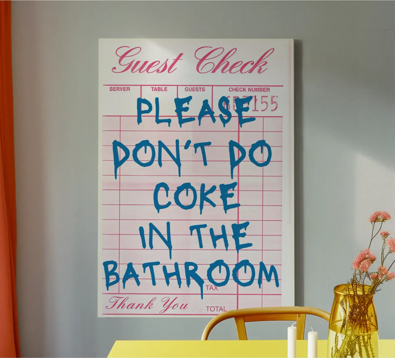 "Please Don't Do Coke" Guest Check | Humorous Bathroom Art P canvas by NorwesClub
