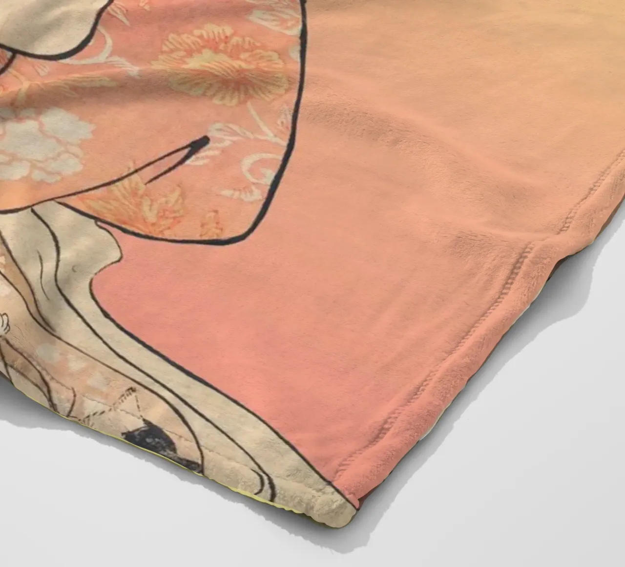 Kimono Cuddle | Press Play Art Print Remix | Donna con gatto coperta in pile da Press Play Art Prints
