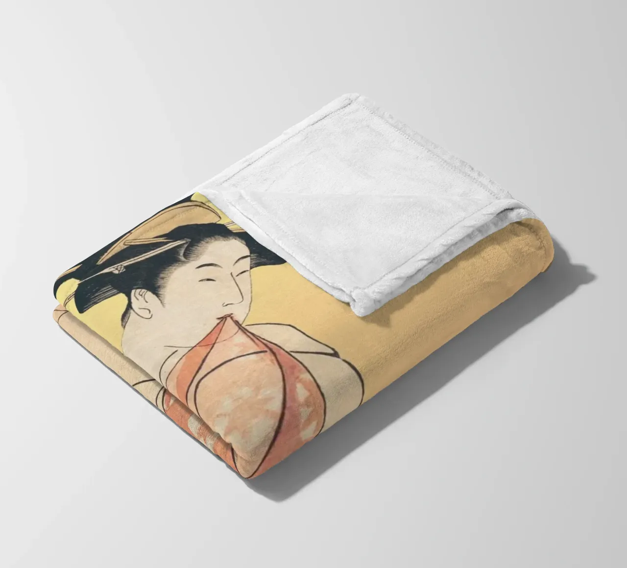 Kimono Cuddle | Press Play Art Print Remix | Donna con gatto coperta in pile da Press Play Art Prints