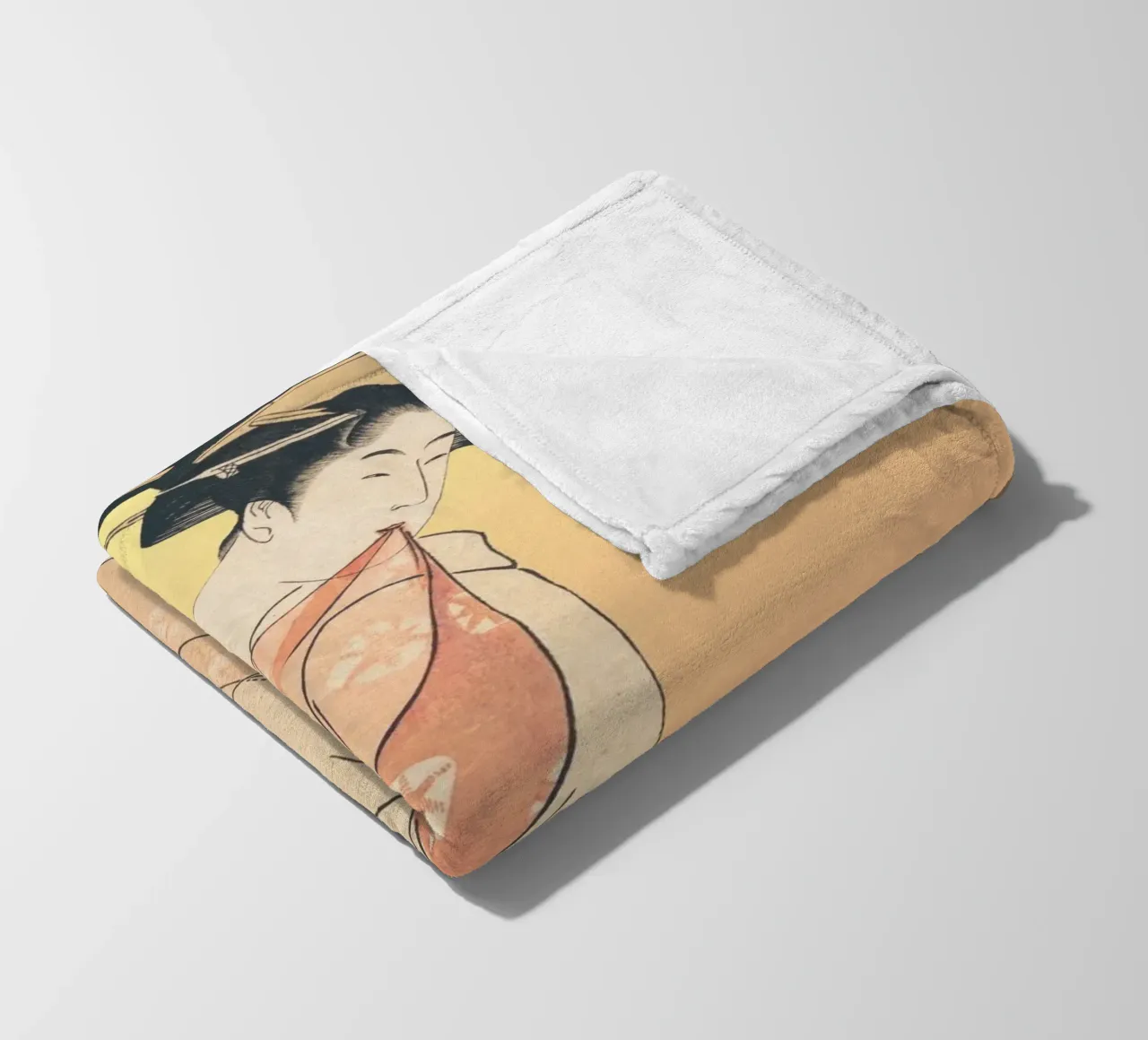 Kimono Cuddle | Press Play Art Print Remix | Donna con gatto coperta in pile da Press Play Art Prints