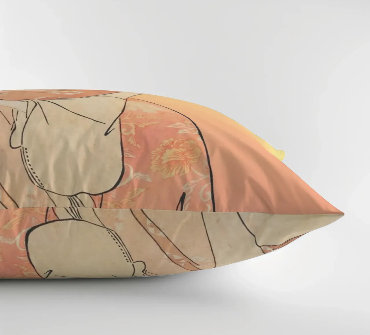 Kimono Cuddle | Press Play Art Print Remix | Donna con gatto cuscino da Press Play Art Prints