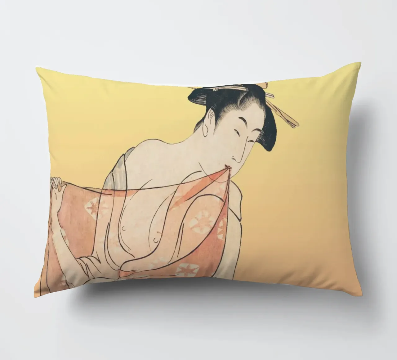 Kimono Cuddle | Press Play Art Print Remix | Donna con gatto cuscino da Press Play Art Prints