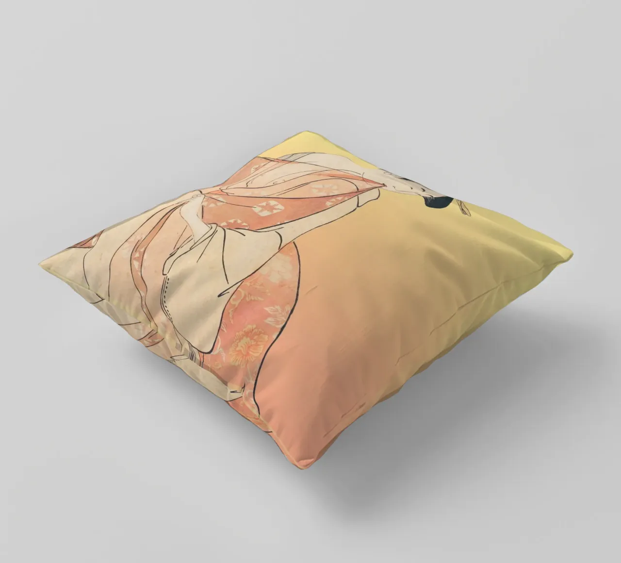 Kimono Cuddle | Press Play Art Print Remix | Donna con gatto cuscino da Press Play Art Prints