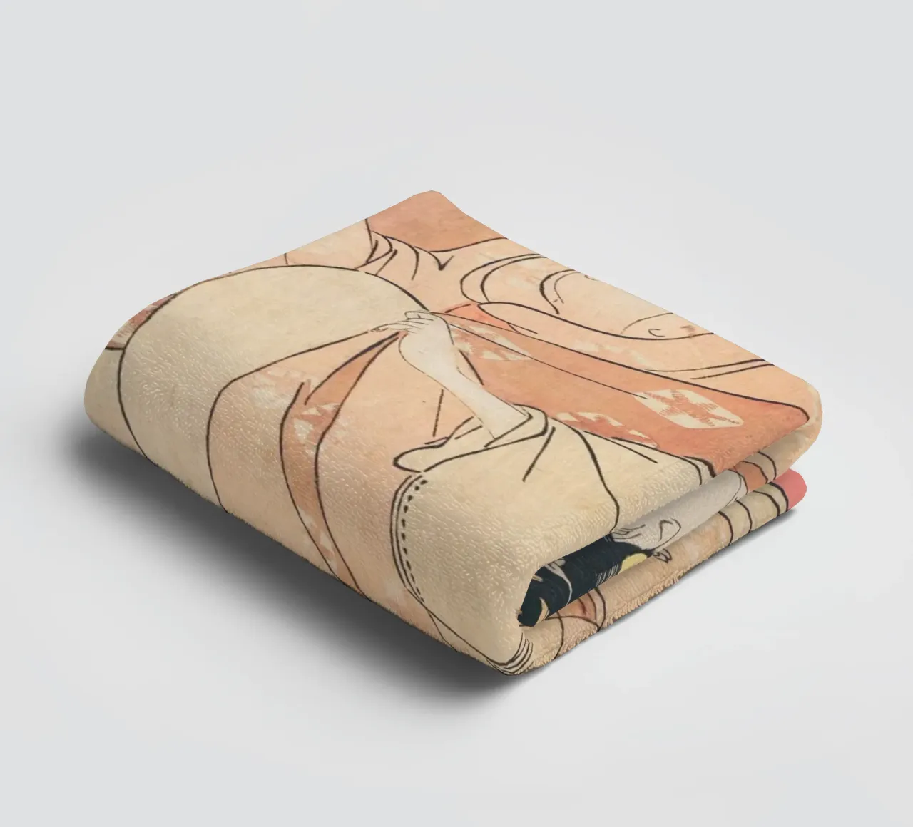 Kimono Cuddle | Press Play Art Print Remix | Donna con gatto asciugamano da bagno da Press Play Art Prints