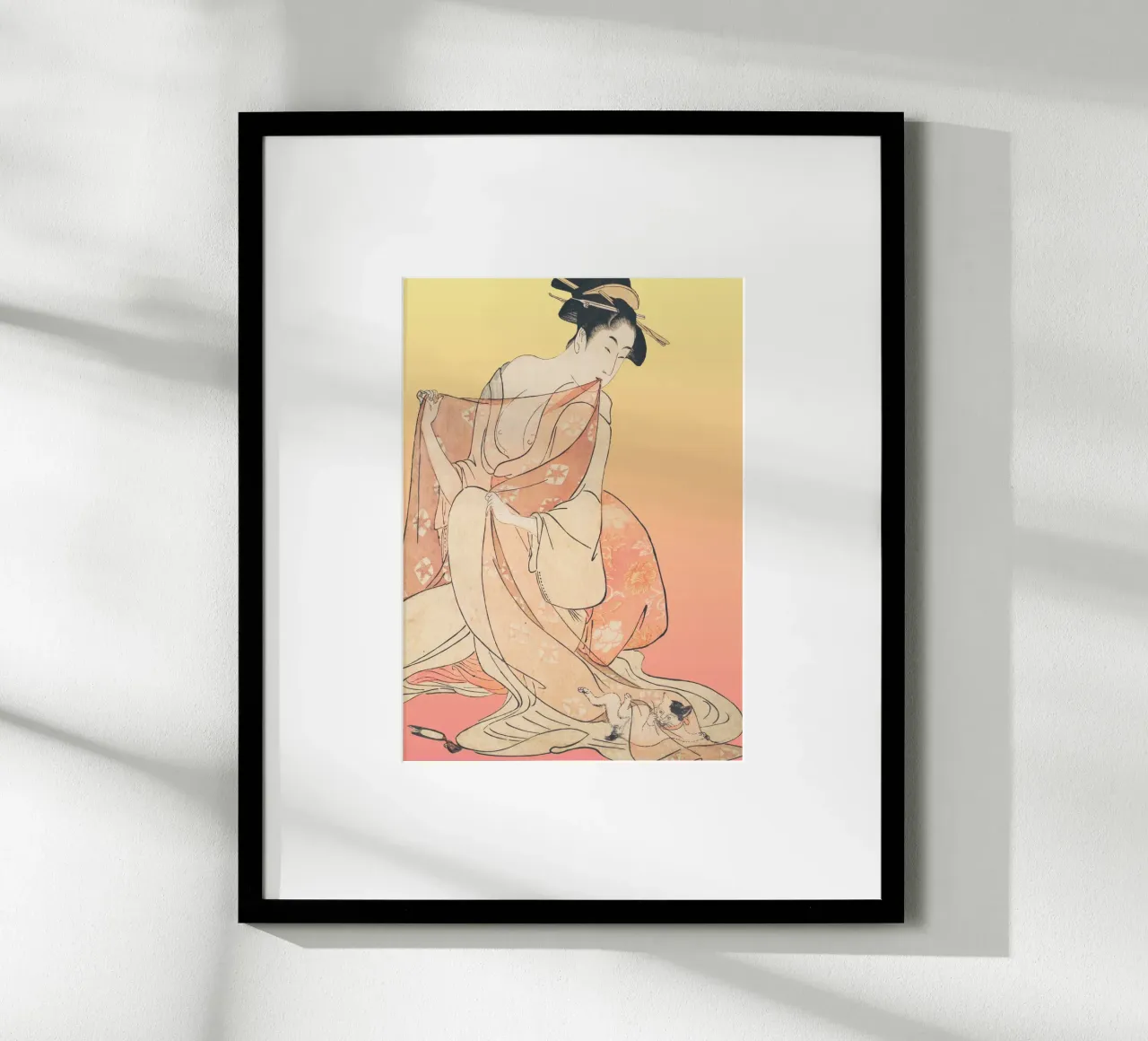 Kimono Cuddle | Press Play Art Print Remix | Donna con gatto carta hahnemühle da Press Play Art Prints