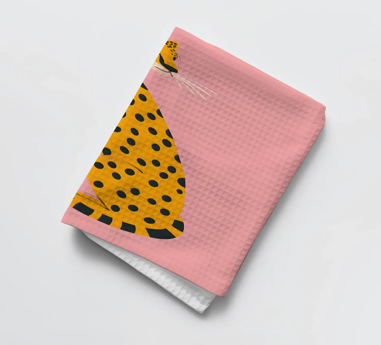 Abstract Sitting Leopard | Modern Folk Art Animal Print tea towel by NorwesClub