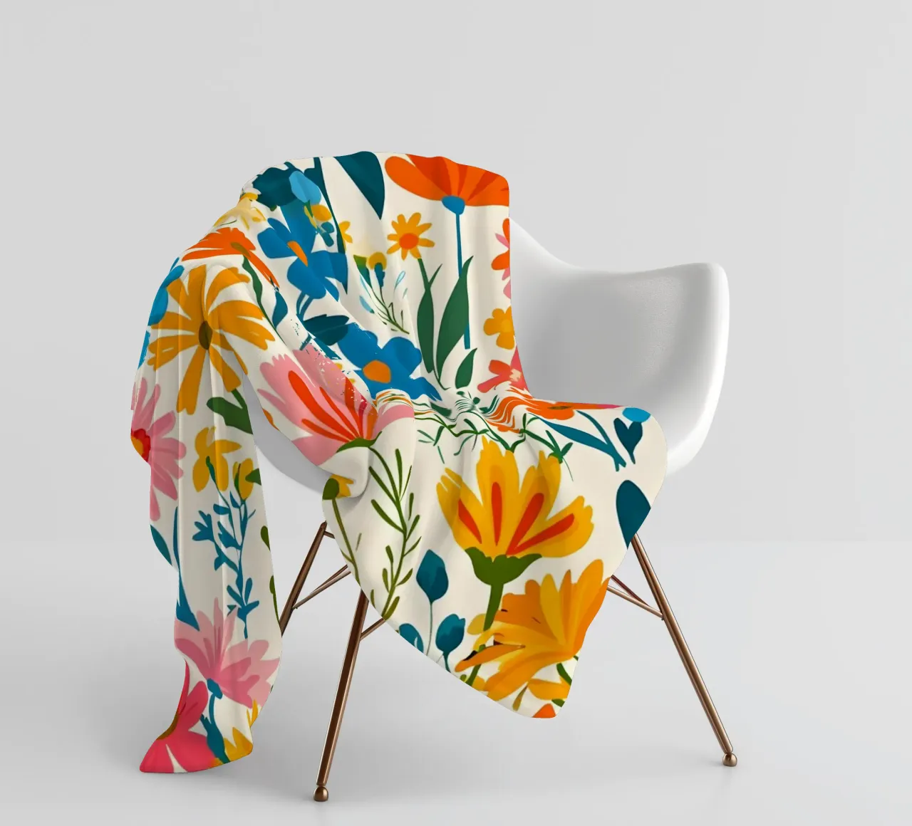 Vibrante motivo floreale Folk Art - Botanico moderno eclettico coperta in pile da NorwesClub