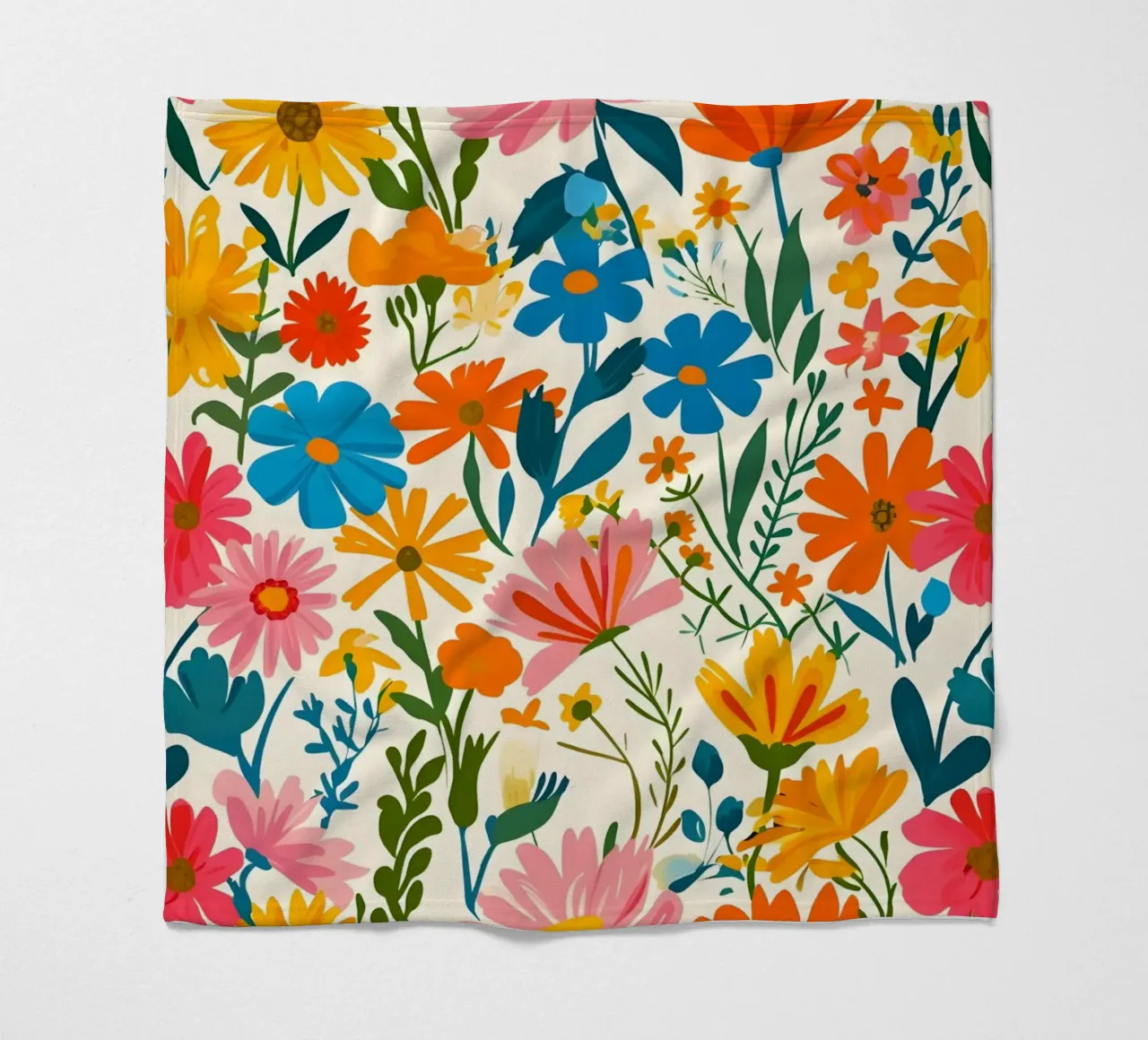 Vibrante motivo floreale Folk Art - Botanico moderno eclettico coperta in pile da NorwesClub