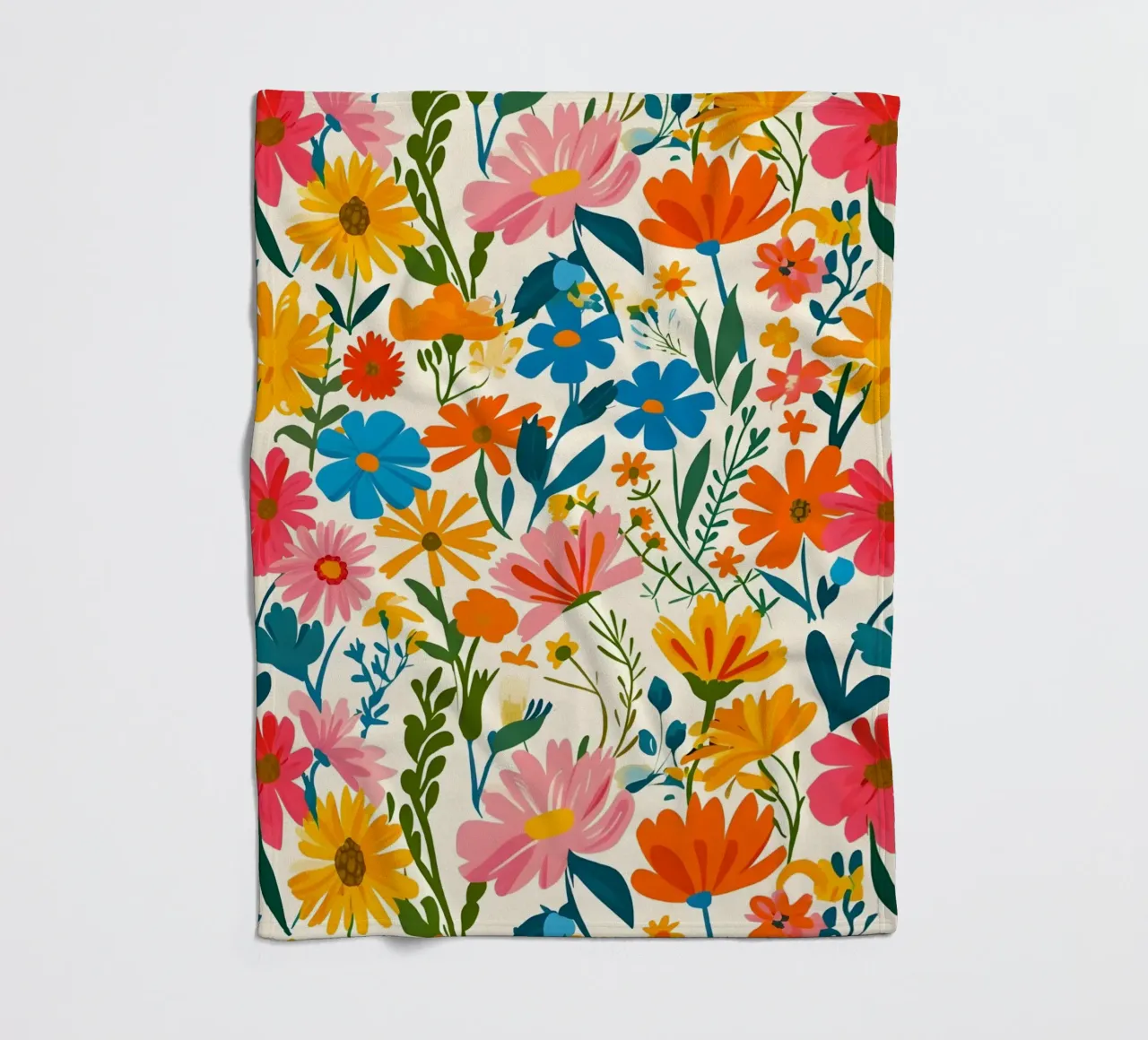Vibrante motivo floreale Folk Art - Botanico moderno eclettico coperta in pile da NorwesClub