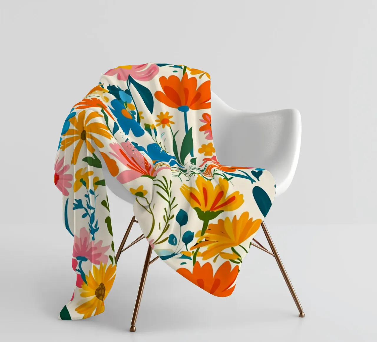 Vibrante motivo floreale Folk Art - Botanico moderno eclettico coperta in pile da NorwesClub