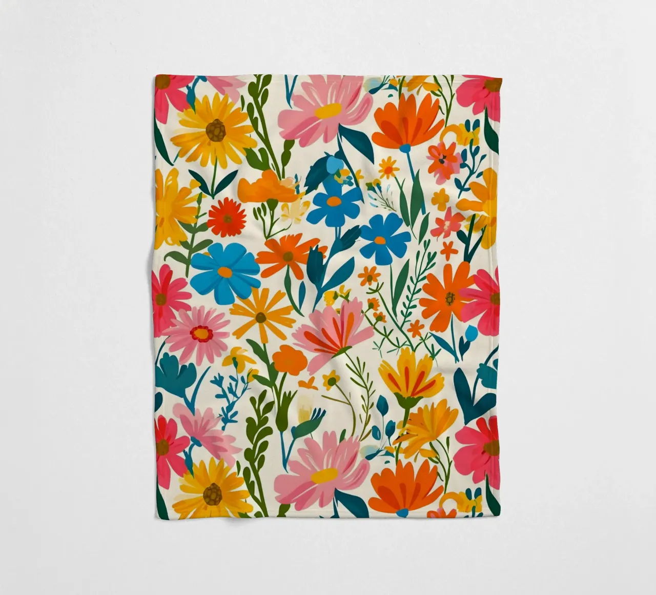 Vibrante motivo floreale Folk Art - Botanico moderno eclettico coperta in pile da NorwesClub