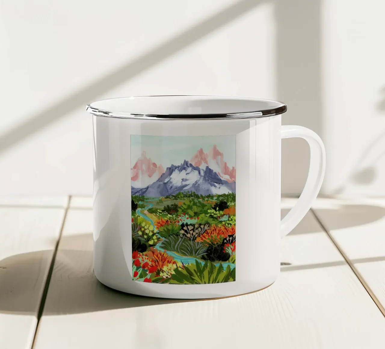 Autumn Mountains tazza in smalto da Sarah Gesek