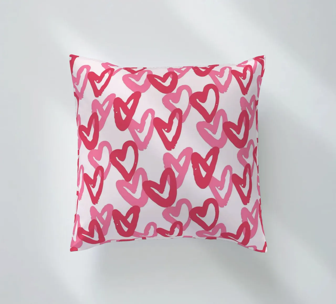 Abstract Pink Hearts Pattern | Expressive Love Art Print decorative cushion by NorwesClub