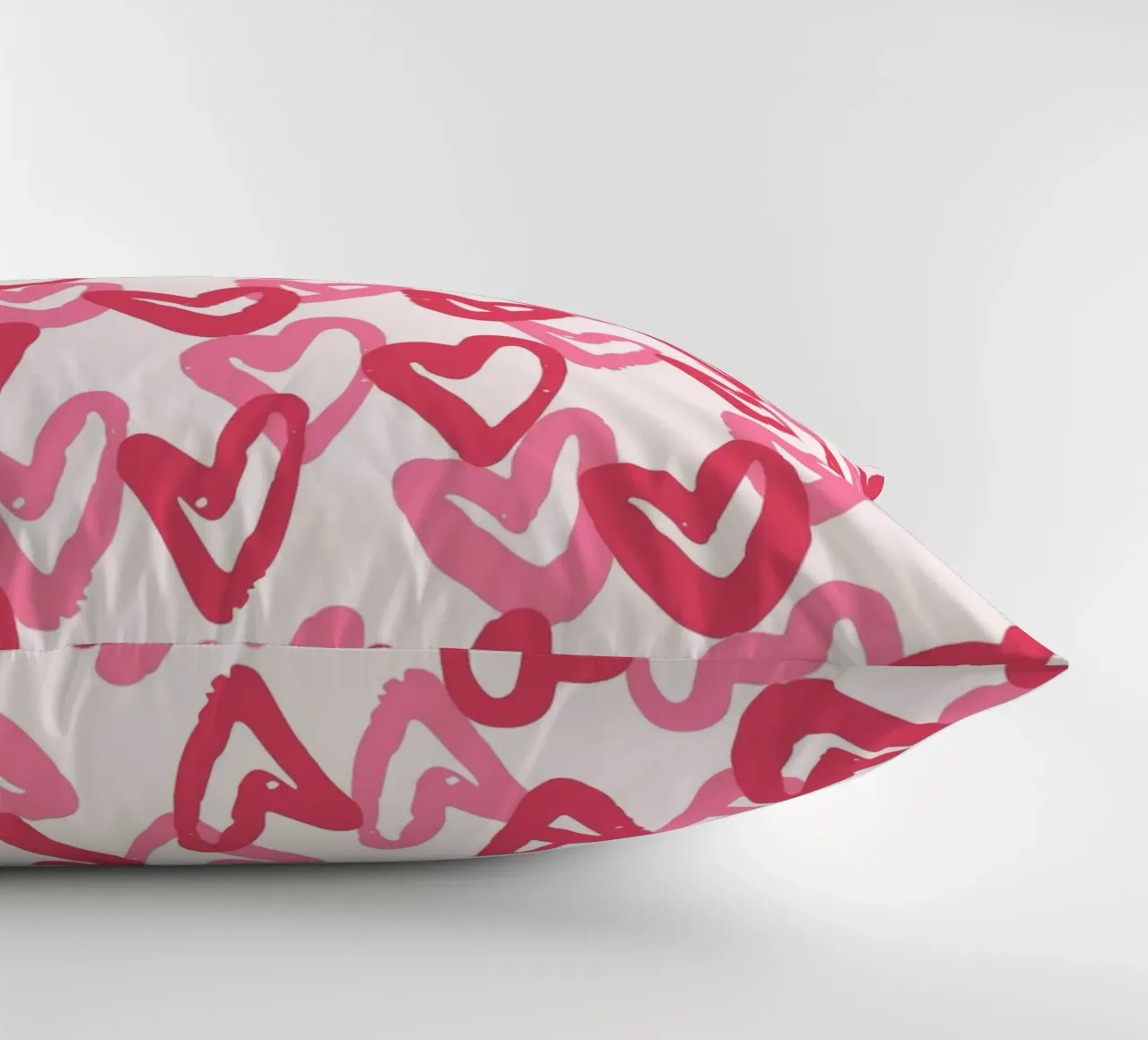 Abstract Pink Hearts Pattern | Expressive Love Art Print decorative cushion by NorwesClub