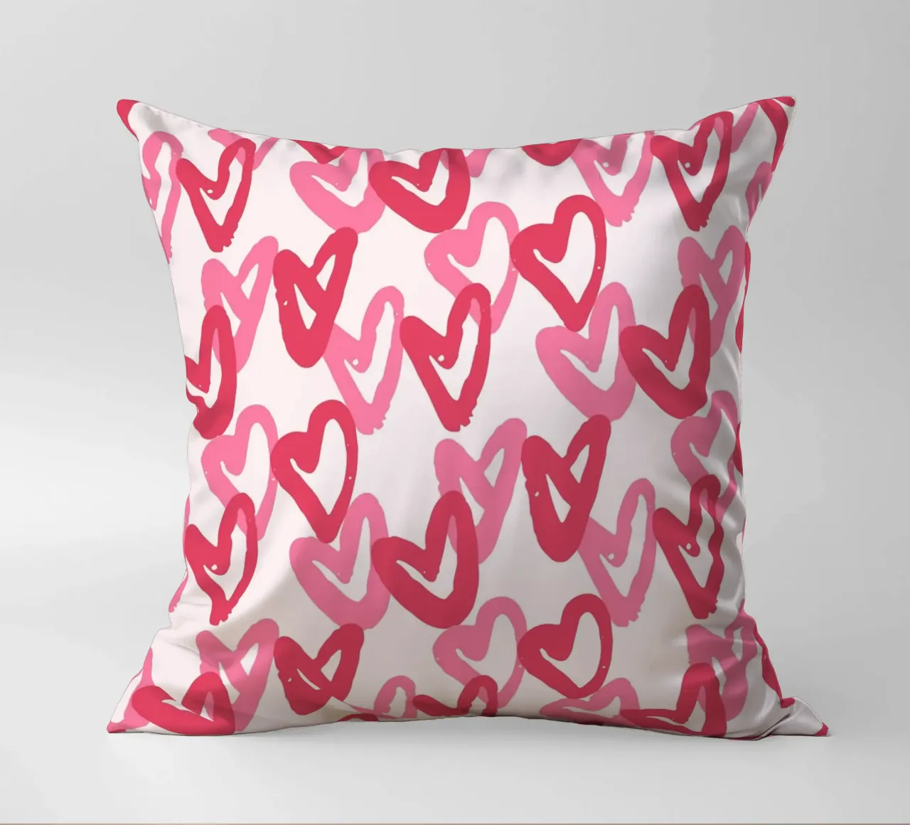 Abstract Pink Hearts Pattern | Expressive Love Art Print decorative cushion by NorwesClub