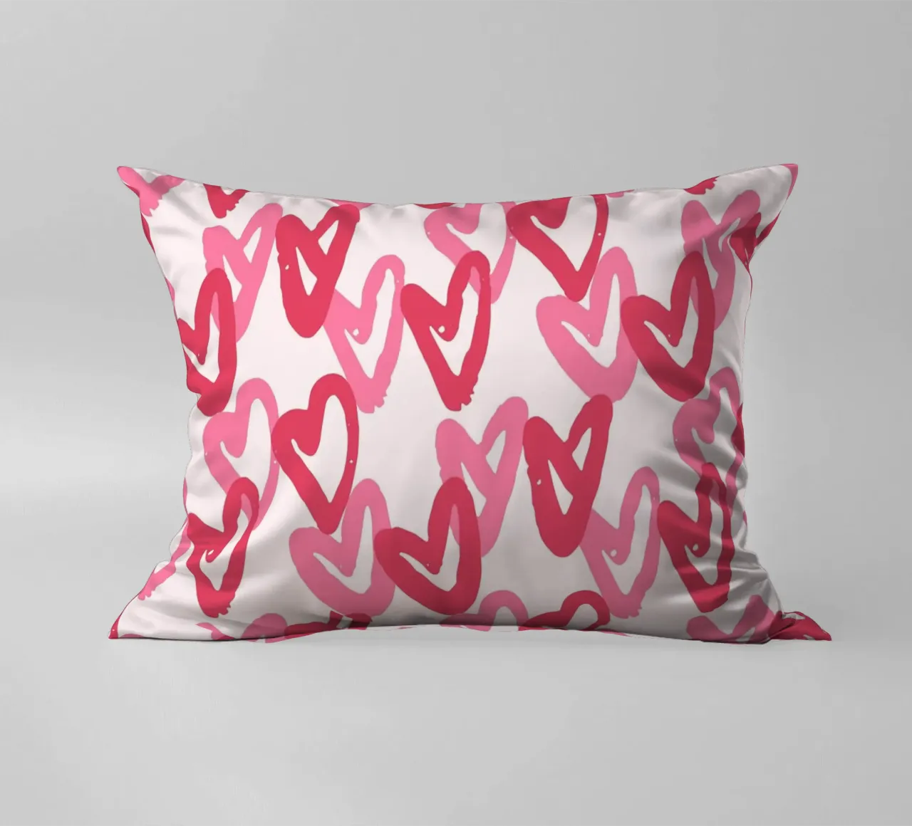 Abstract Pink Hearts Pattern | Expressive Love Art Print decorative cushion by NorwesClub