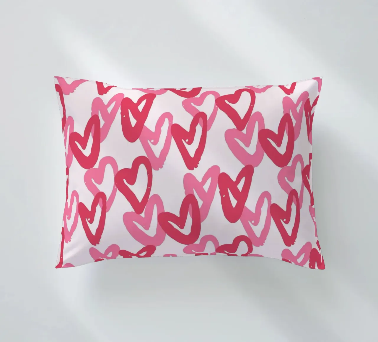 Abstract Pink Hearts Pattern | Expressive Love Art Print decorative cushion by NorwesClub