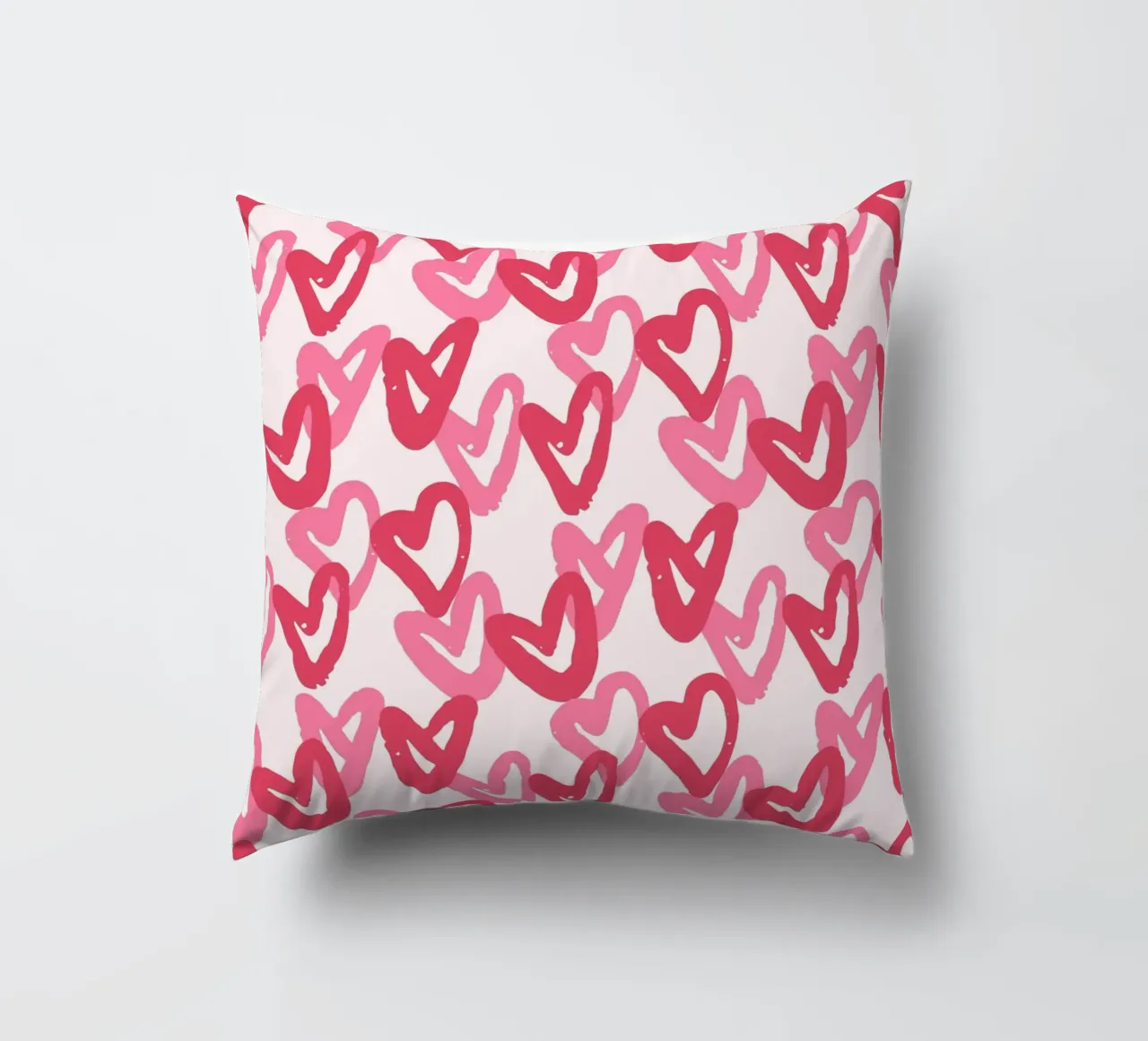 Abstract Pink Hearts Pattern | Expressive Love Art Print decorative cushion by NorwesClub
