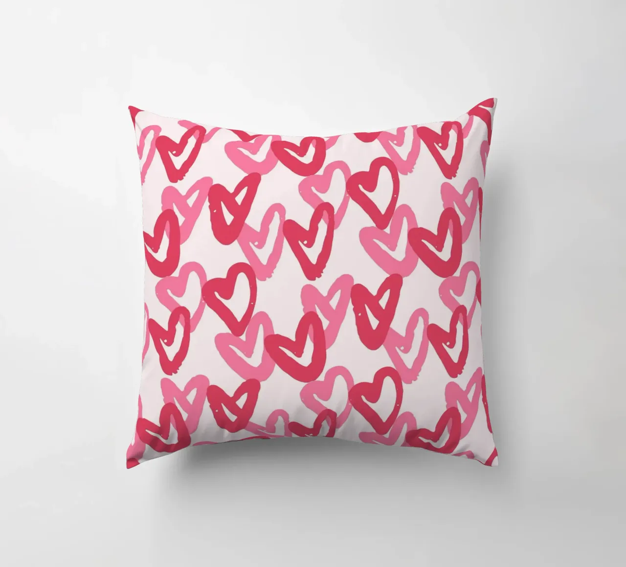 Abstract Pink Hearts Pattern | Expressive Love Art Print decorative cushion by NorwesClub