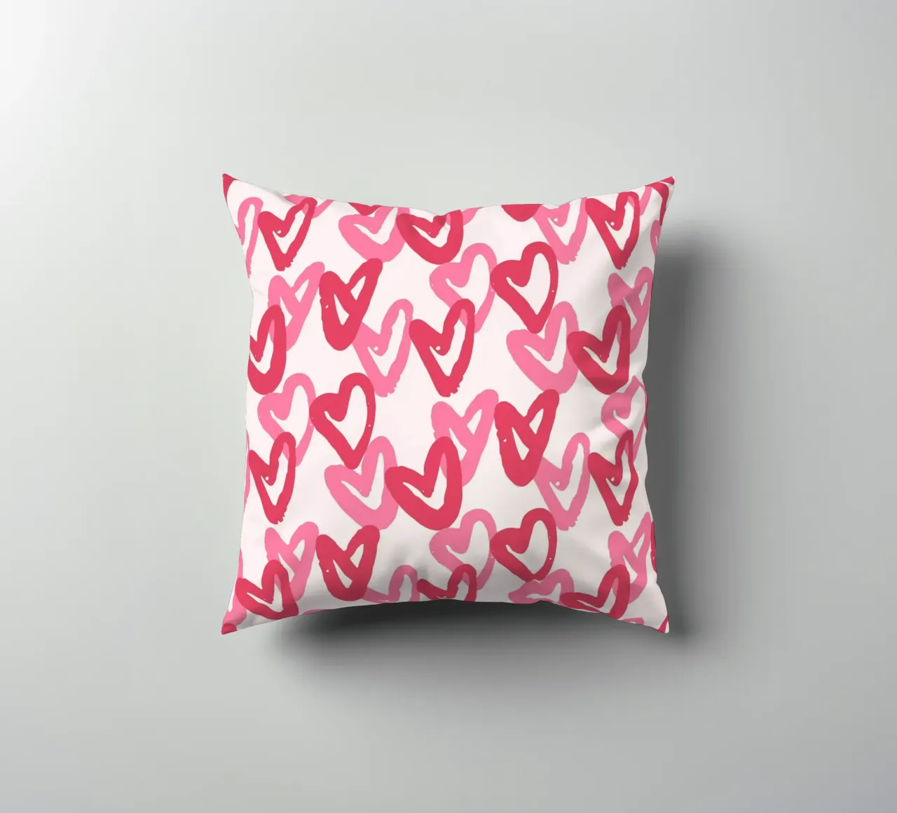 Abstract Pink Hearts Pattern | Expressive Love Art Print decorative cushion by NorwesClub