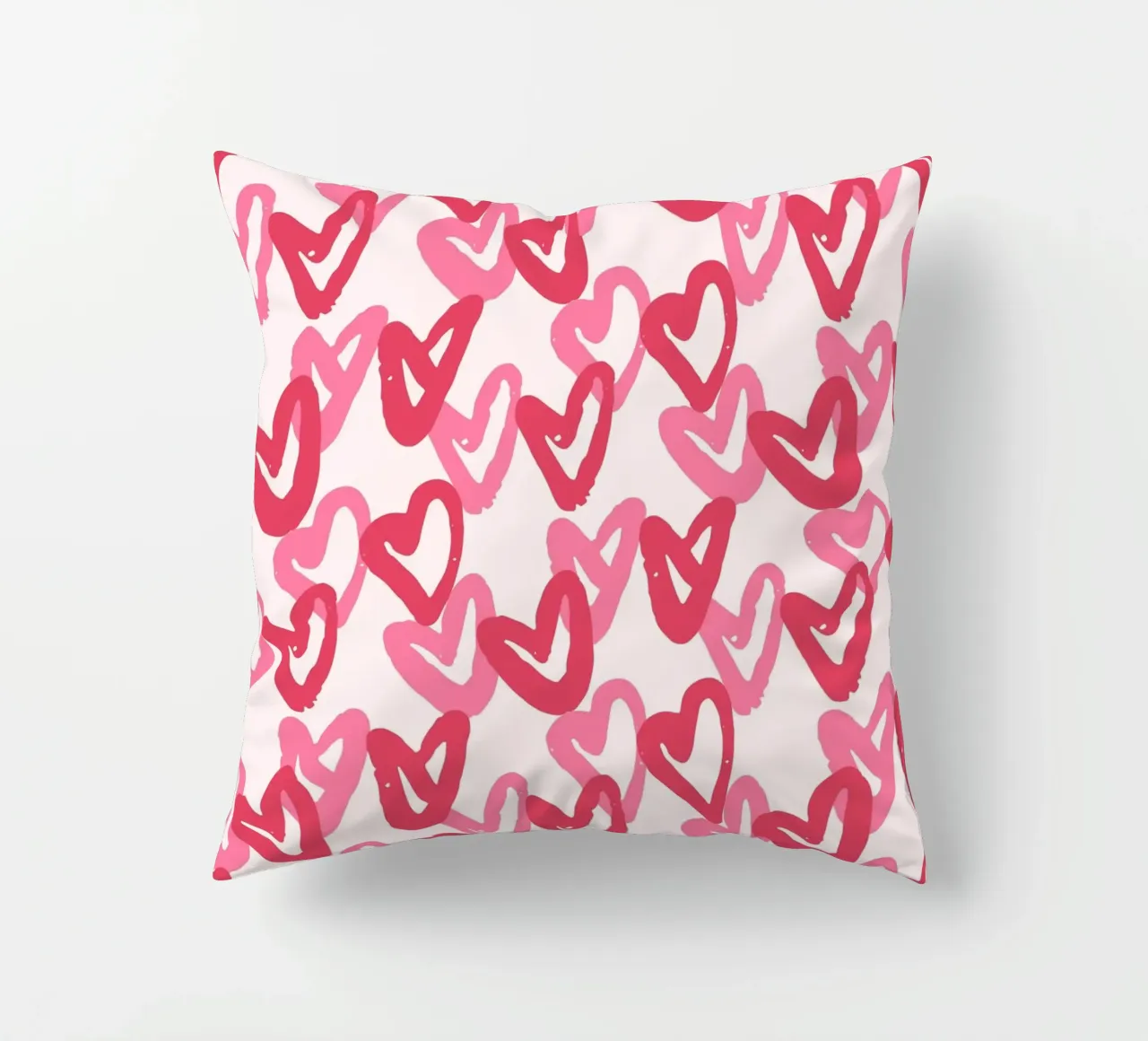 Abstract Pink Hearts Pattern | Expressive Love Art Print decorative cushion by NorwesClub