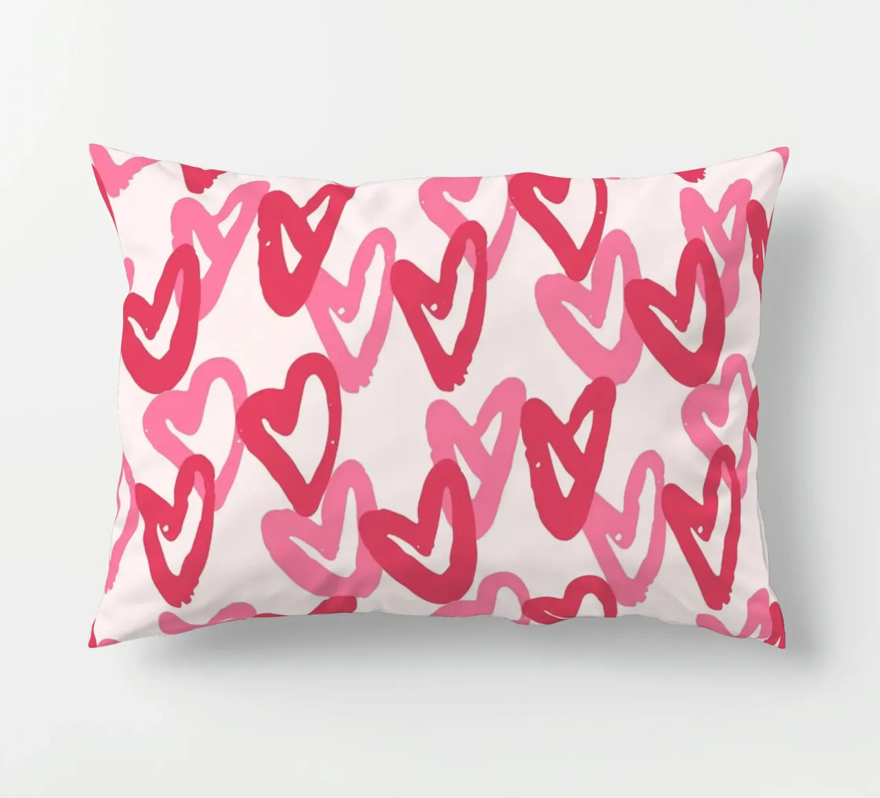 Abstract Pink Hearts Pattern | Expressive Love Art Print decorative cushion by NorwesClub