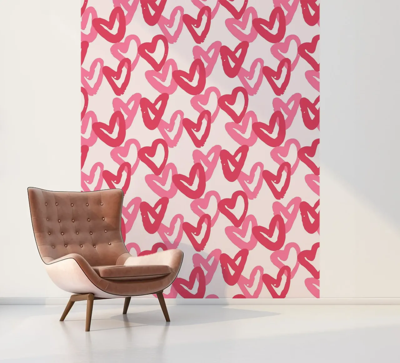 Abstract Pink Hearts Pattern | Expressive Love Art Print photo wallpaper by NorwesClub