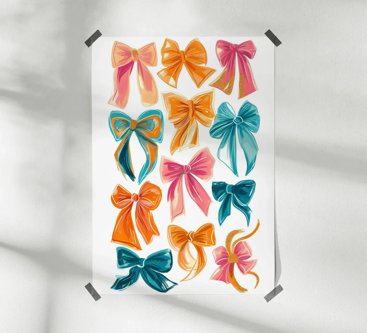 Vibrant Bows Collection | Pop Art Colorful Gift Wrap Print poster by NorwesClub