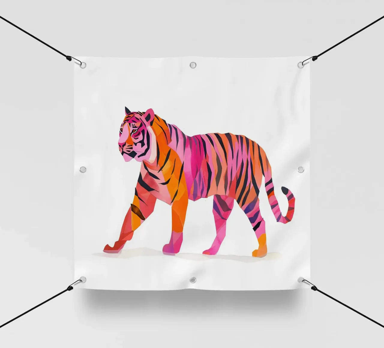Tigre astratta rosa e arancione - Stampa pop art animali selvatici telo in pvc da NorwesClub