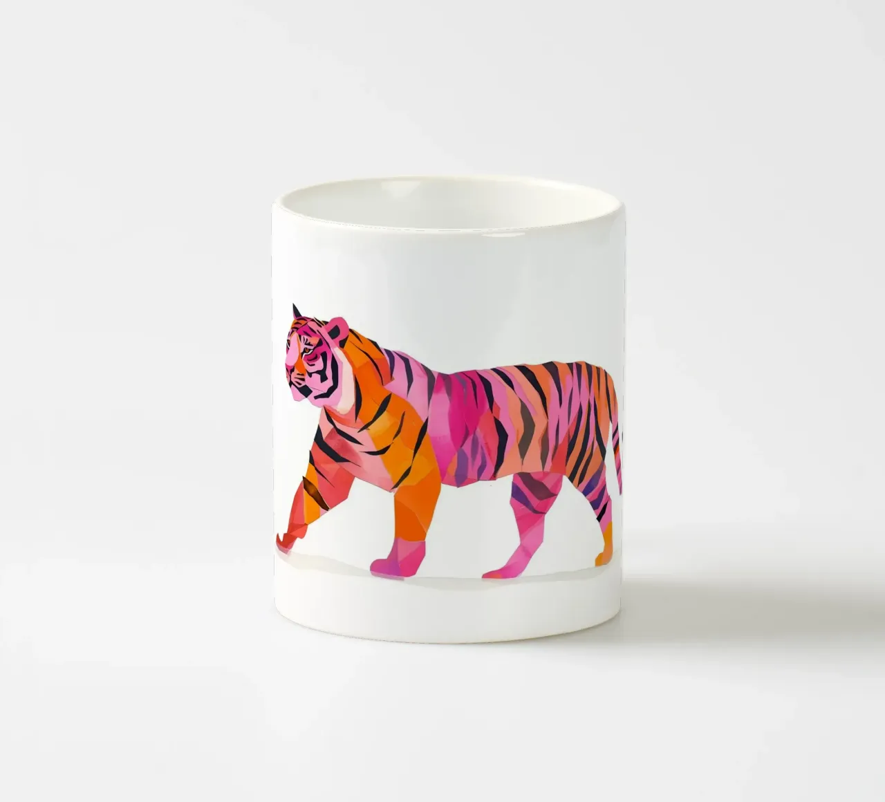 Abstract Roze & Oranje Tijger | Pop Art Wilde Dieren Print keramische mok van NorwesClub