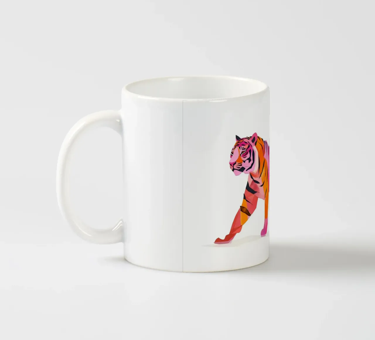 Abstract Roze & Oranje Tijger | Pop Art Wilde Dieren Print keramische mok van NorwesClub