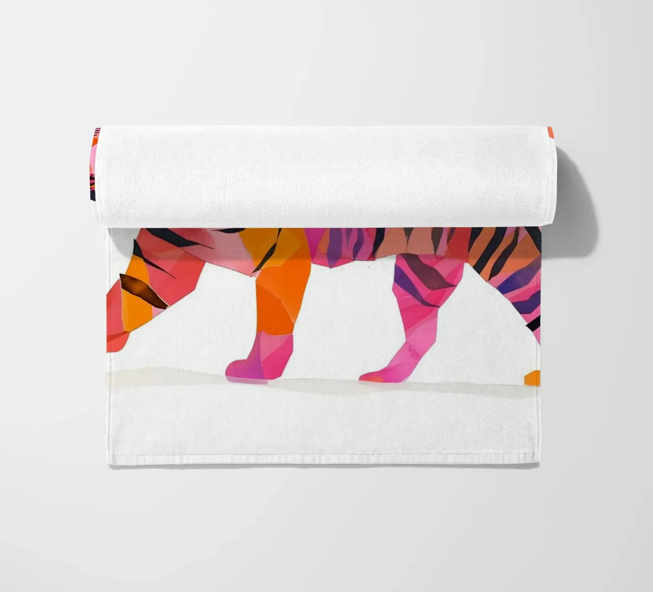 Abstract Pink & Orange Tiger | Pop Art Wild Animal Print beach towel by NorwesClub