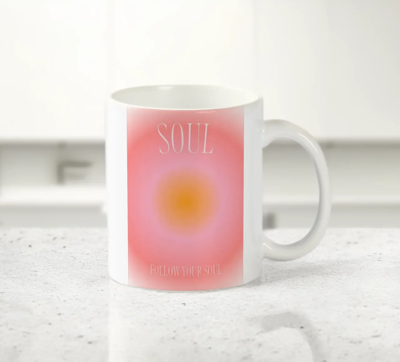 "Segui la tua anima" Aura Gradiente | Rosa Arancione Spirituale Pri tazza in ceramica da NorwesClub