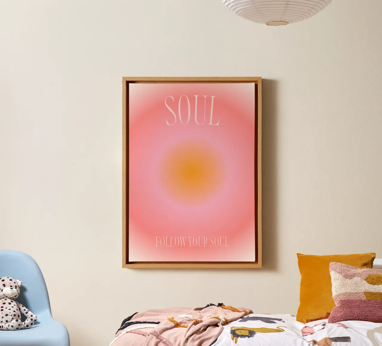 "Segui la tua anima" Aura Gradiente | Rosa Arancione Spirituale Pri tela con Cornice a cassetta da NorwesClub