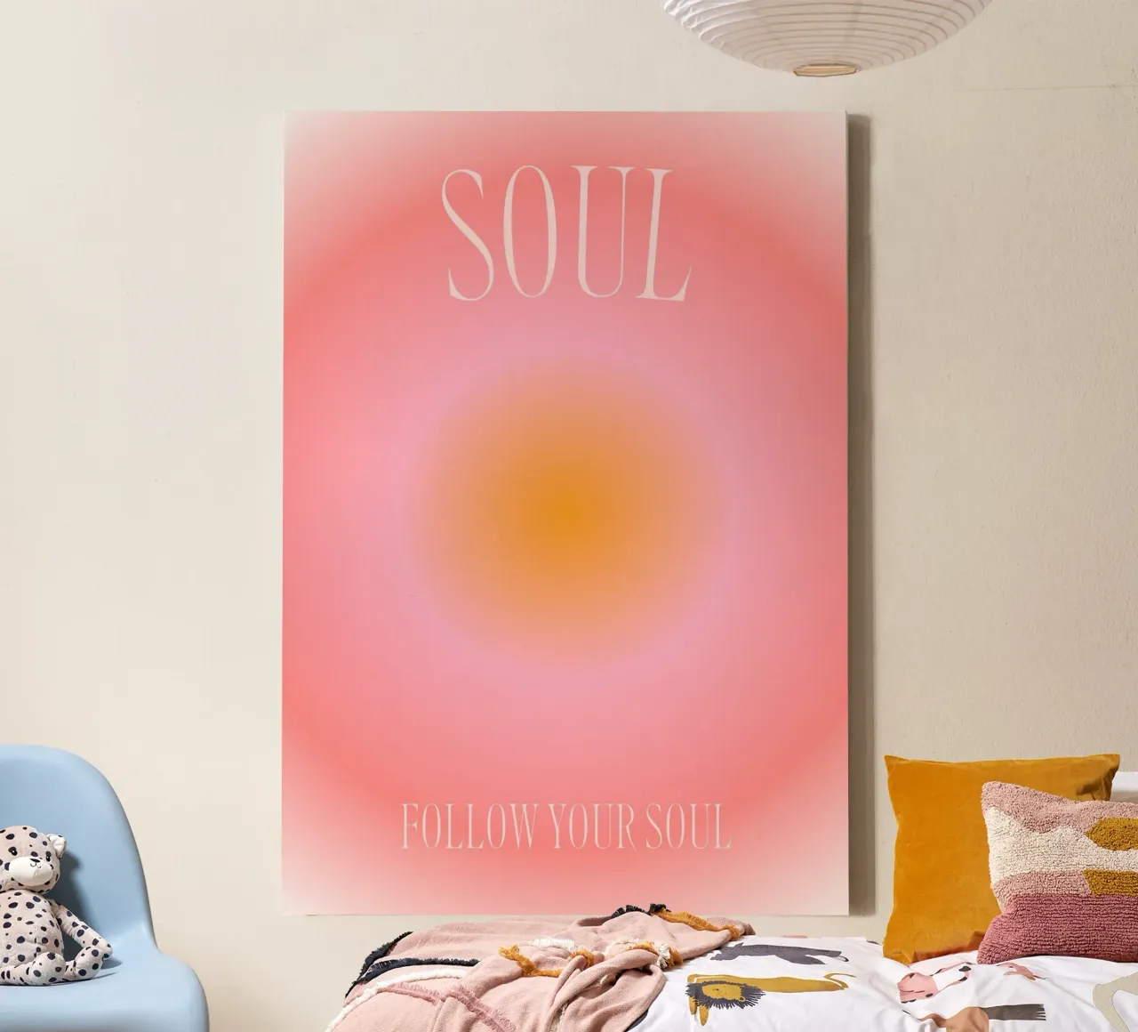 "Segui la tua anima" Aura Gradiente | Rosa Arancione Spirituale Pri tela con Cornice a cassetta da NorwesClub