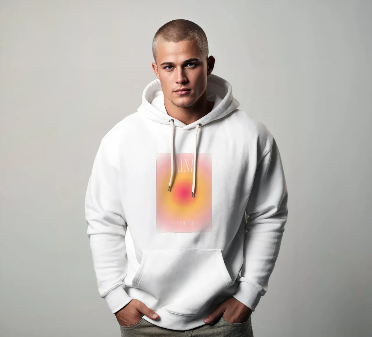 Stampa spirituale "Libera la mente" Aura Gradiente | Rosa Arancione felpa con cappuccio da NorwesClub