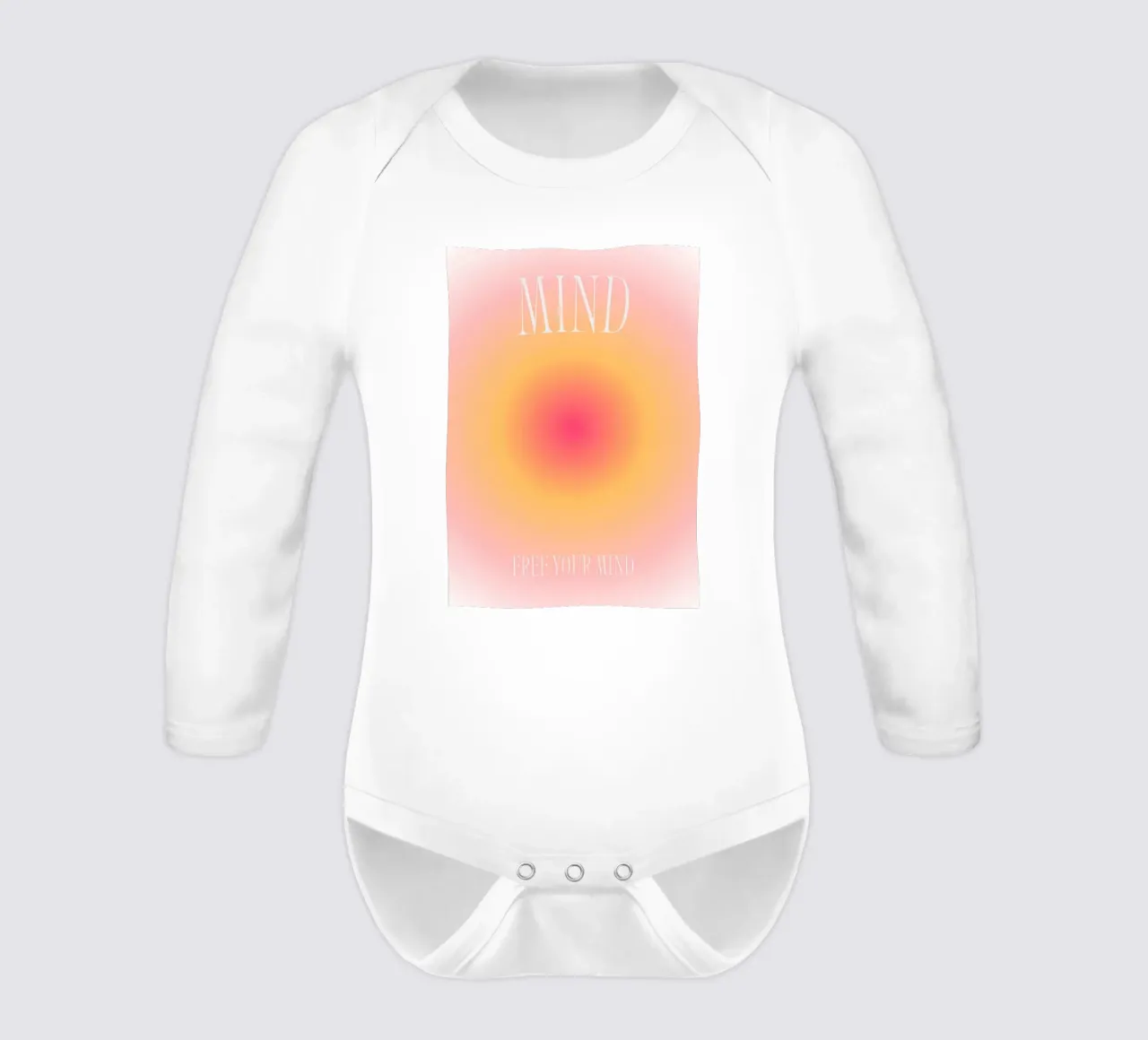"Free Your Mind" Aura Farbverlauf | Rosa Orange Spiritueller Druck Langarm Babybody von NorwesClub