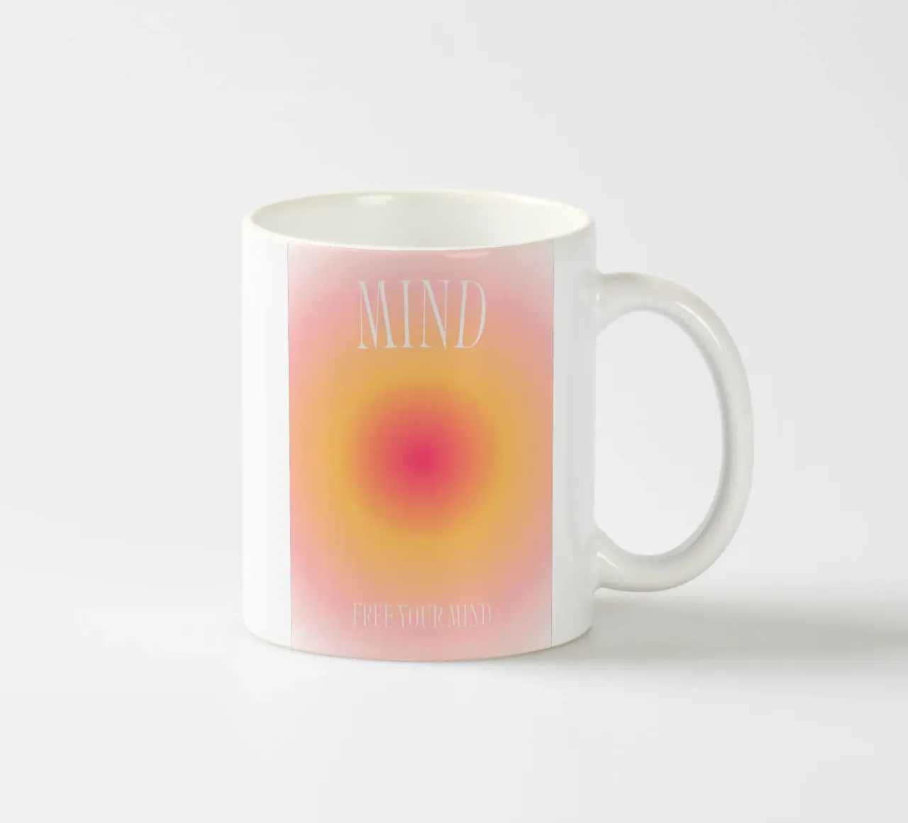 Stampa spirituale "Libera la mente" Aura Gradiente | Rosa Arancione tazza in ceramica da NorwesClub