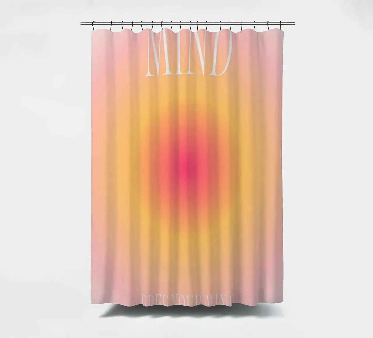 "Libera tu mente" Aura Gradiente | Rosa Naranja Impresión Espiritual cortina de baño de NorwesClub
