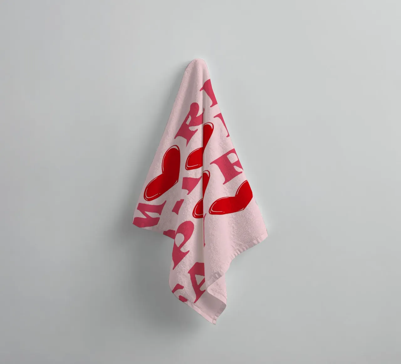 "More Amor Por Favor" Hearts | Pink & Red Love Print towel by NorwesClub