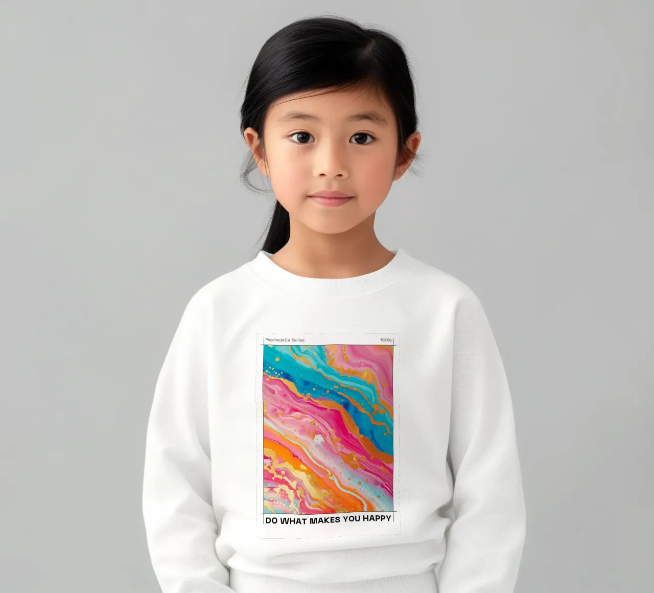 "Stampa d'arte fluida psichedelica "Fai ciò che ti rende felice felpa bambino da NorwesClub