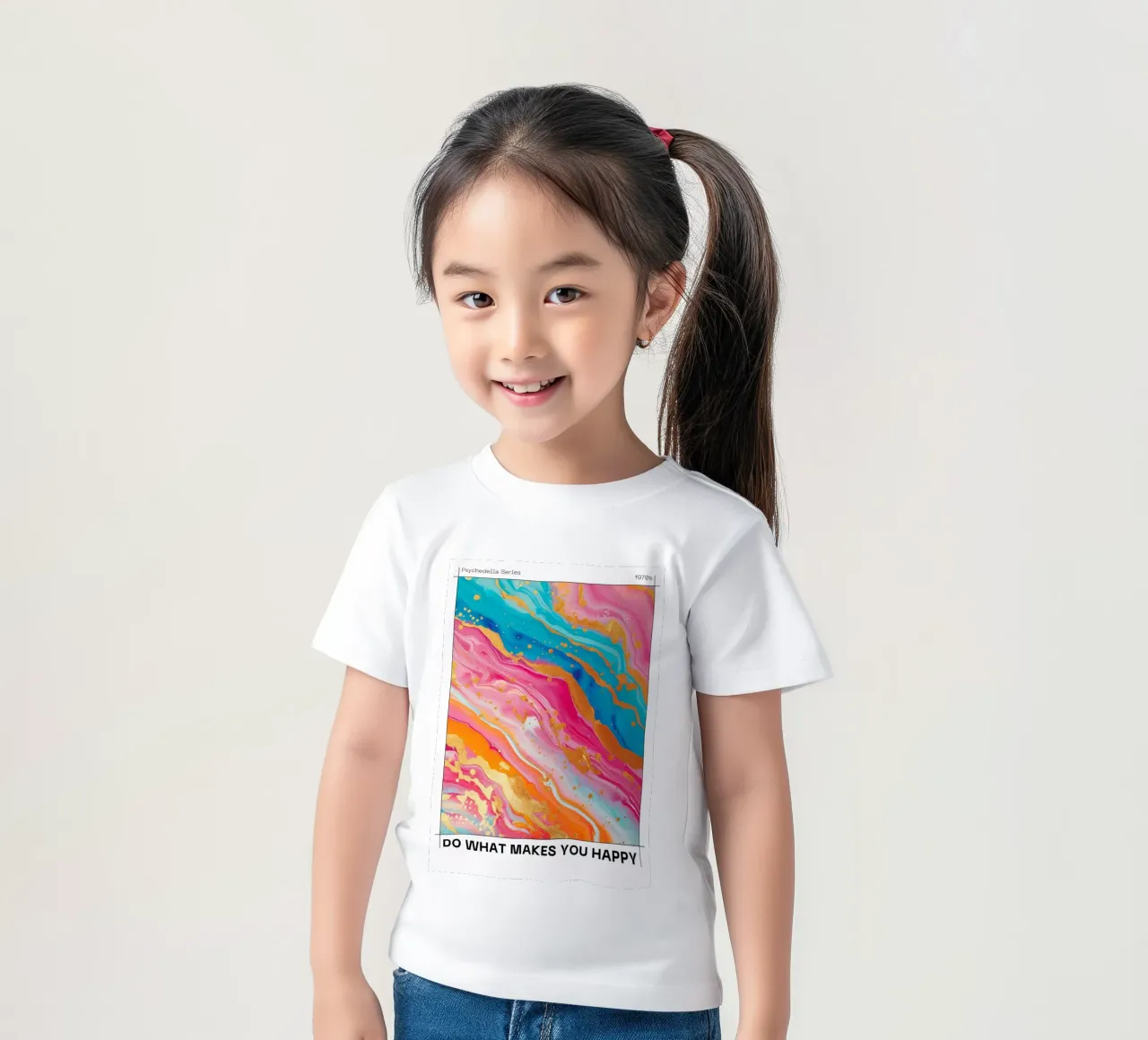 "Do What Makes You Happy" (Faites ce qui vous rend heureux) Impression d'art fluide psychédélique t-shirt enfant de NorwesClub